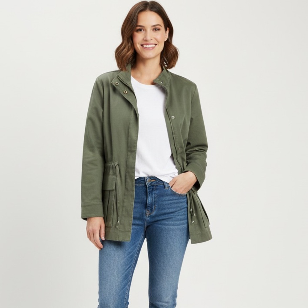 - J. Jill Jacket Military Style‎ Lightweight Belted Safari Coat